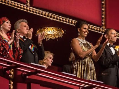 La pareja presidencial durante la entrega de los premios.
