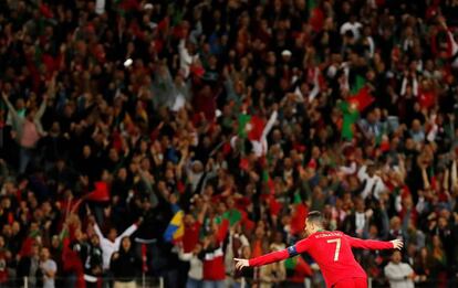 Cristiano Ronaldo, durante la primera semifinal de las Liga de las Naciones 2019 de fútbol entre Portugal y Suiza.