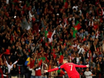 Cristiano Ronaldo, durante la primera semifinal de las Liga de las Naciones 2019 de fútbol entre Portugal y Suiza.