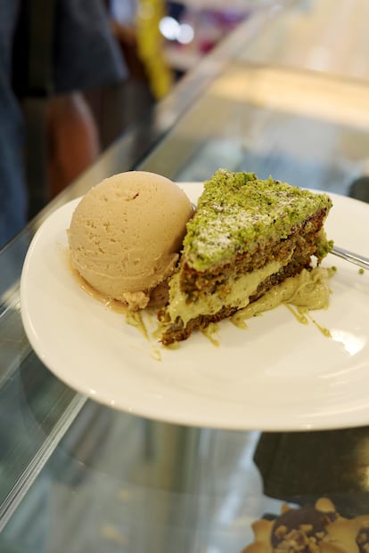 Tarta de pistachos, en la pastelería f.lli Gangi, de Bronte. 