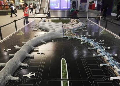 Maqueta del nuevo aeropuerto de la Ciudad de México.