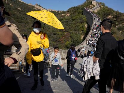 Turistas chinos en la Gran Muralla.