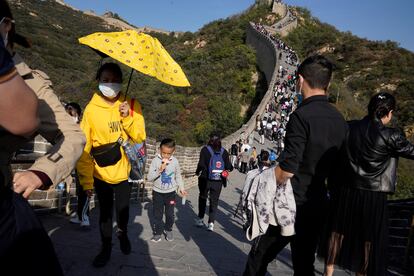 Turistas chinos en la Gran Muralla.