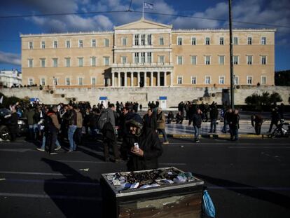 Protesta ante el Parlamento griego, el 14 de febrero.