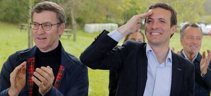 El presidente de la Xunta, Alberto Núñez Feijóo, y el candidato a la presidencia del Gobierno Pablo Casado.