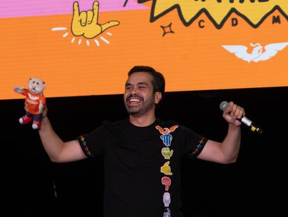 Jorge Álvarez Máynez, candidato a la  presidencia por Movimiento Ciudadano, durante su cierre de campaña en el Auditorio BlackBerry.