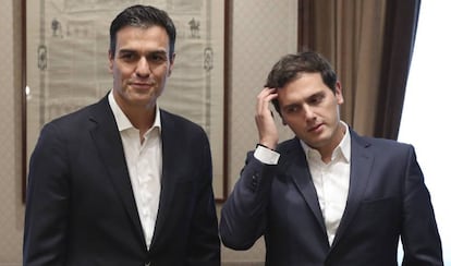 Pedro S&aacute;nchez y Albert Rivera, durante su &uacute;ltima reuni&oacute;n. 