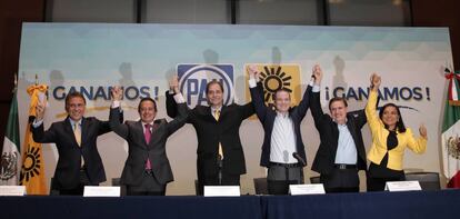 Miguel &Aacute;ngel Yunes, Carlos Joaqu&iacute;n, Agust&iacute;n Basave, Ricardo Anaya, Jos&eacute; Rosas y Beatriz M&oacute;jica. 