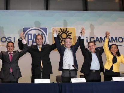 Miguel &Aacute;ngel Yunes, Carlos Joaqu&iacute;n, Agust&iacute;n Basave, Ricardo Anaya, Jos&eacute; Rosas y Beatriz M&oacute;jica. 