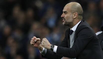 Pep Guardiola celebra el triunfo del Manchester City.