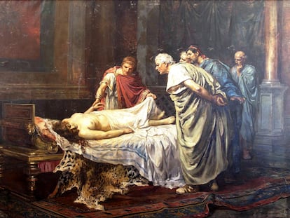 'Nero before the corpse of his mother, Agrippina', painting by Arturo Montero y Calvo from the Museum of Jaén.