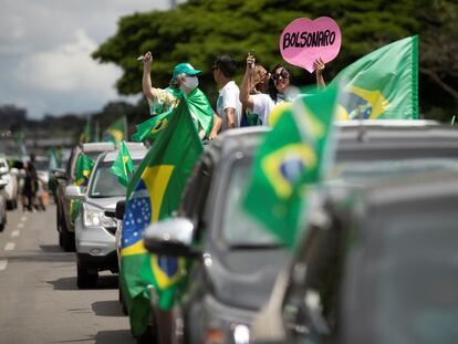 Simpatizantes de Jair Bolsonaro em uma manifestação de apoio ao presidente em Brasília, no último domingo, 21 de de março, dia do aniversário do mandatário.