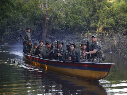 Un grupo de las FARC en la jungla de Putumayo, Colombia.