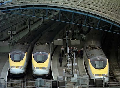 Estacin de trenes de Waterloo, en Londres, listos para partir hacia Pars y Bruselas a travs del Eurotunnel.