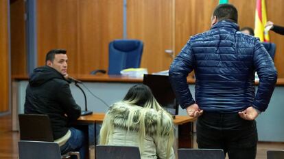 Defendant David Serrano glances at Julen’s parents during the court hearing today. 