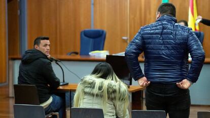 Defendant David Serrano glances at Julen’s parents during the court hearing today. 