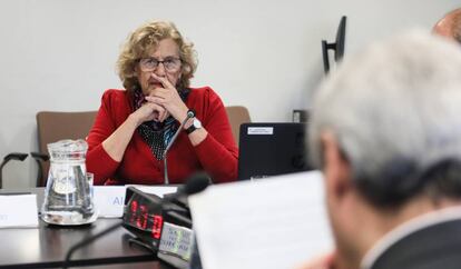 Manuela Carmena durante la Comisión de Cultura del Ayuntamiento.