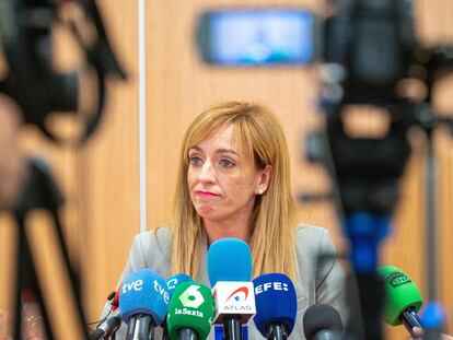 Berta Linares, entonces alcaldesa en funciones de Maracena (Granada), en una rueda de prensa el pasado 1 de junio.