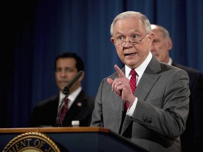 El fiscal general, Jeff Sessions, este viernes durante su comparecencia.