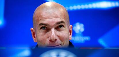 MZinedine Zidane, durante la rueda de prensa previa al partido frente al Manchester City.