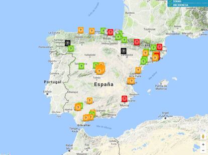 Estado del tráfico este miércoles cerca de las 19 horas