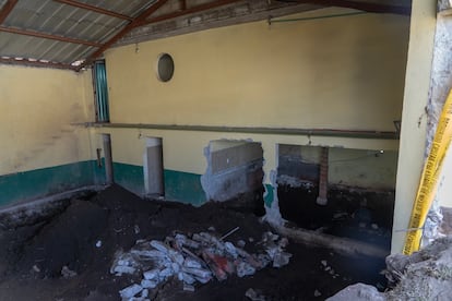 interior del salón de fiestas en Tenango del Valle, donde fueron localizadas decenas de costales con restos humanos, el pasado 18 de enero