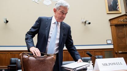 El director de la Reserva Federal, Jerome Powell, tras una comparecencia en el Congreso en junio pasado.