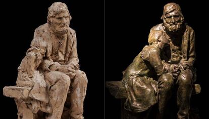 &#039;Els primers freds&#039;, en yeso y en bronce, obras realizadas por Miquel Blay en 1892. 