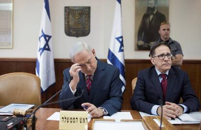 El primer ministro israel&iacute;, Benjam&iacute;n Netanyahu, en la reuni&oacute;n del Gobierno del domingo