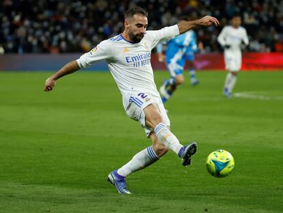 Carvajal, durante el Real Madrid-Rayo Vallecano de hace dos semanas.