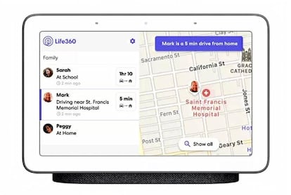App de ubicación familiar en el Nest Hub.