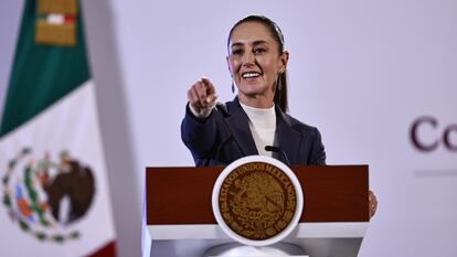 Claudia Sheinbaum este 2 de octubre durante su primer conferencia de prensa como presidenta, en Ciudad de México.