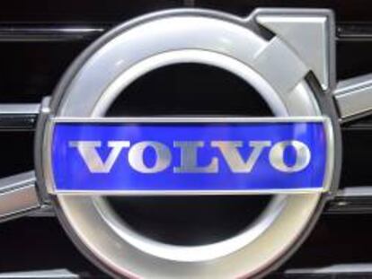 Logo de Volvo en el Salón Internacional del Automóvil de Detroit