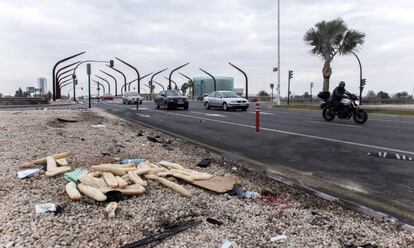 Lugar del accidente en la avenida de Miguel Indur&aacute;in, en Murcia.