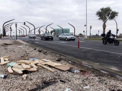 Lugar del accidente en la avenida de Miguel Indur&aacute;in, en Murcia.