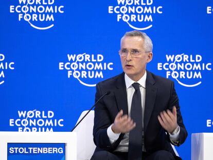 El secretario general de la OTAN, Jens Stoltenberg, durante su intervención en el Foro de Davos (Suiza), este miércoles.