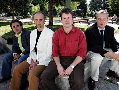 Roderic Guigó, Alfonso Valencia, Ewan Birney y Tom Gingeras (de izquierda a derecha), en Madrid.