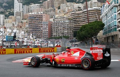 El bólido de Kimi Raikkonen el pasado Gran Premio en Mónaco