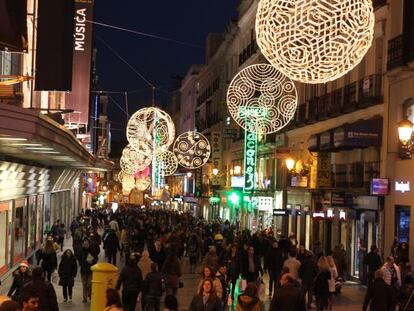 Decoración navideña en Madrid.