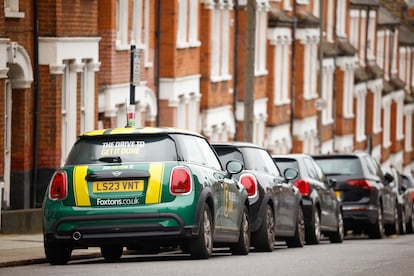 A car branded with the Foxtons company logo in London.