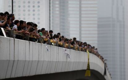 Manifestantes en Hong Kong este jueves.