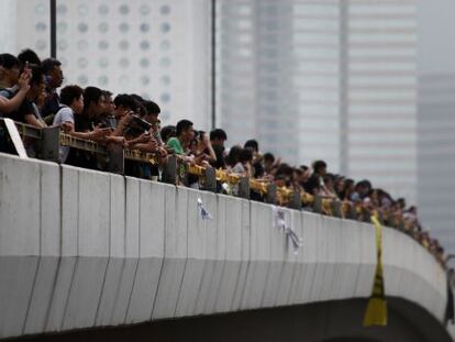 Manifestantes en Hong Kong este jueves.