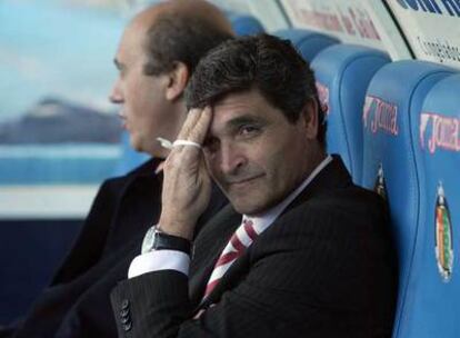 José María del Nido y Juande Ramos, en la visita del Sevilla el pasado febrero a Getafe.