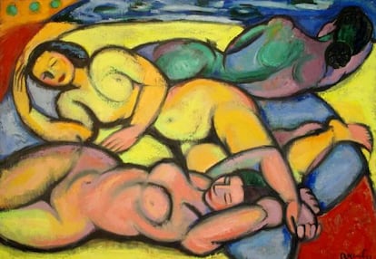 &#039;Tres nus en color&#039;, la obra de Ramon Rogent que pint&oacute; en 1951 y que pudo verse en la Bienal Iberoamericana de Barcelona de ese a&ntilde;o. 