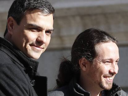 Pedro Sánchez y Pablo Iglesias, en marzo pasado.