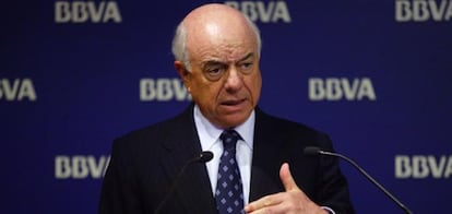 El presidente del BBVA, Francisco González, durante una presentación de resultados de la entidad