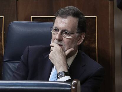 Un gesto de Mariano Rajoy durante la constituci&oacute;n del nuevo Congreso. 