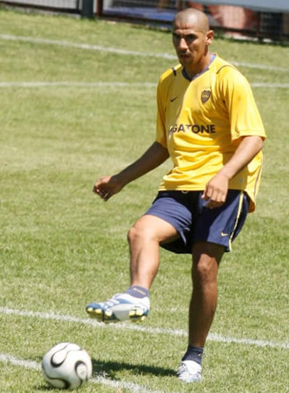 "Cata" Díaz, en un entrenamiento con Boca Juniors