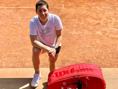 Carla Suárez, durante un entrenamiento reciente. / @CARLASUAREZNAVA