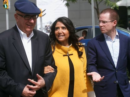 Dante Delgado (MC), Alejandra Barrales (PRD) y Ricardo Anaya (PAN).